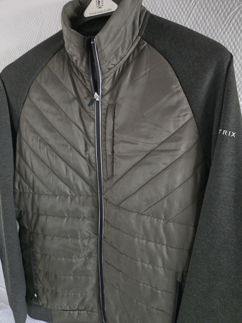 Matix Olive Quilted Hybrid Jacket with Dark Gray Sleeves